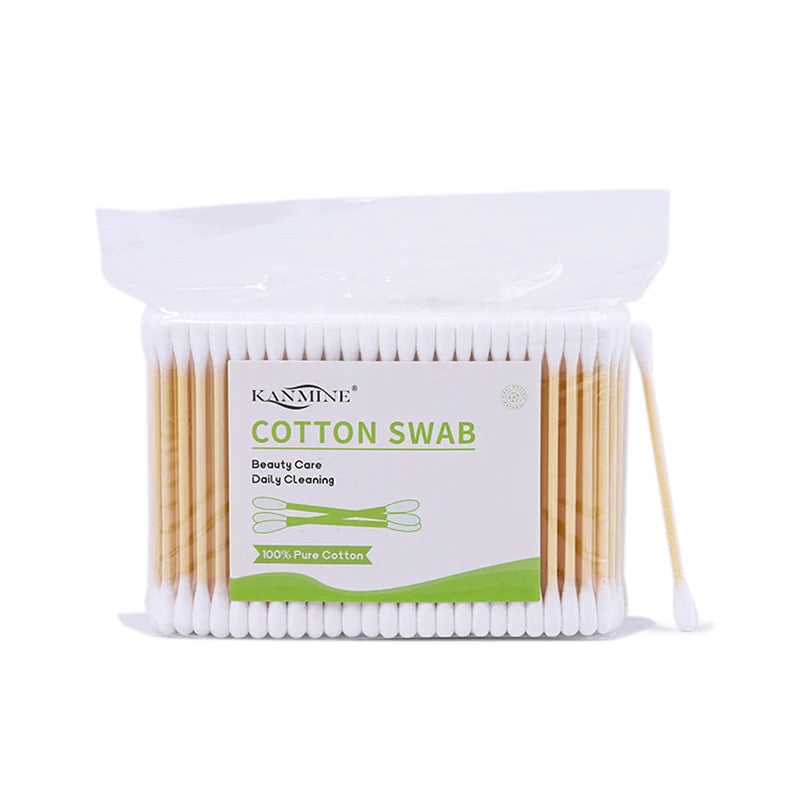Natural 200 Pieces Bamboo Stick Cotton Buds in Convenient Bags for Personal Hygiene and Beauty Routine