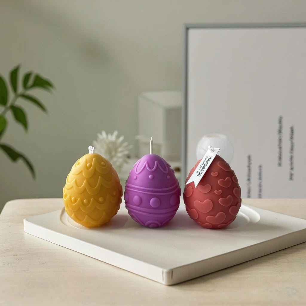 3d Geometric Flower Embossed Eggs Silicone Candle Mold Diy Handmade Easter Eggs Aromatherapy Candle Silicone Mould