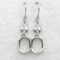 Sterling Silver 9*11/10*12mm Semi Mount Hook Earrings Empty Support Blank Setting S925 Base Without Center Stone for DIY Inlay