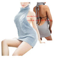 Ecowalson  Sexy Women's Sweater Fashion Backless Sleeveless Turtleneck Pullover Knit Sweater Virgin Killer Cosplay Dress Female