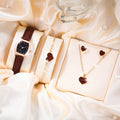 BM Wholesale Heart Pendant Necklace Bracelet Jewelry Set and Fashion Ladies Quartz Watch