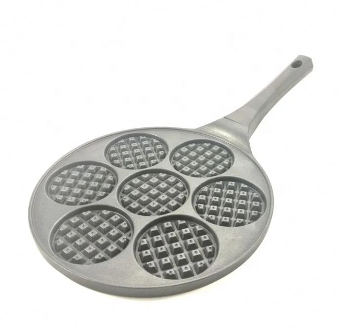 7 Waffle Pancake Pan Smiley Cake Griddle with 7 Unique Flapjack Faces
