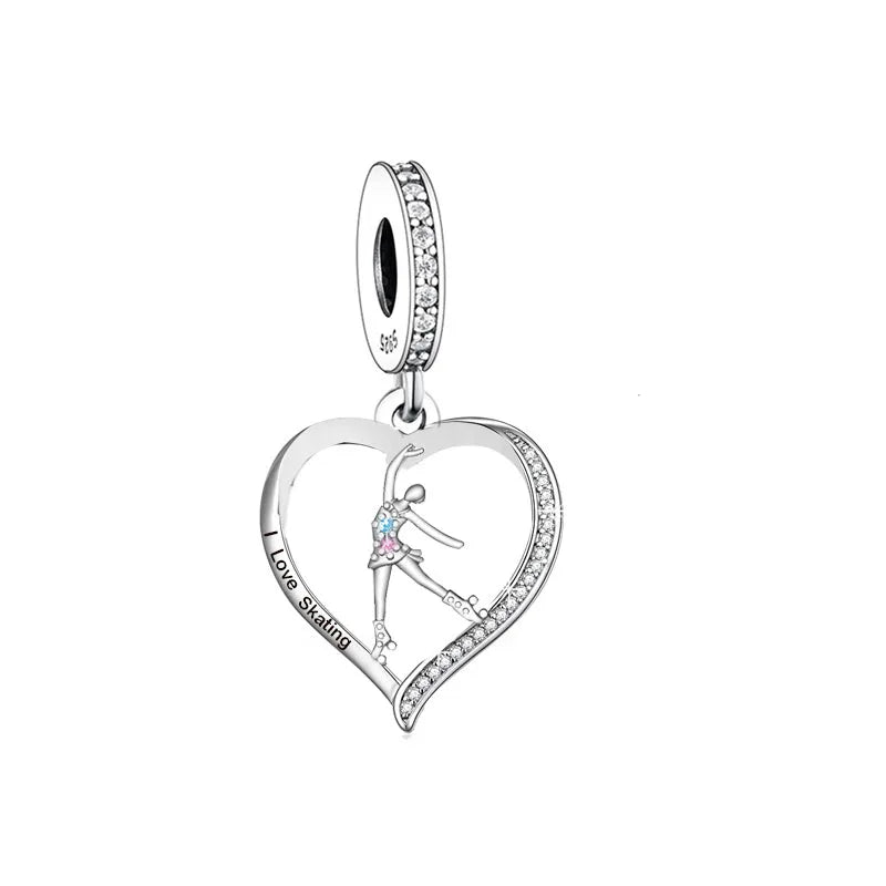 Fit Original Brand Charm Bracelet 925 Sterling Silver Girl with Skating Shoes Dancing Bead for Women Jewelry Making