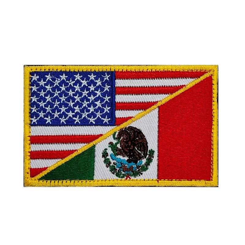 US Flag of Mexico Embroidered Badge Tactical Hook Loop Patches for Clothes Decoration Sewing Fabrication Cloth Plastic Material MegaBDM