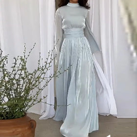 Boutique Wholesale 2026 Summer European and American New Round Neck French Luxury Silk Women's Dress