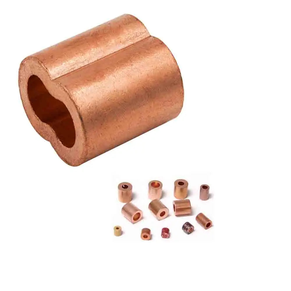 Custom Metal 1/4'' Compression Sleeve Forms Permanent Connection Cable Steel Wire Rope
