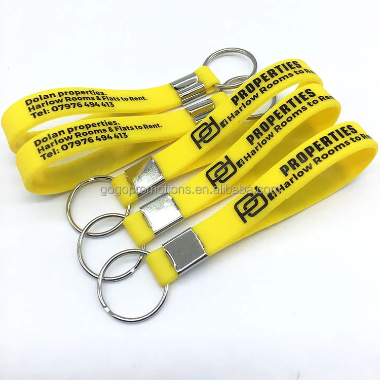 Promote Product Printed Engraved Logo Food Grade Silicone Waterproof Keychain Personalize Name Letter Key Fob Pantone Colors