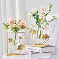 Nordic Gold Test Tube Flower Vase Hydroponic Plant Flower Decorative Vase Modern Home Decor