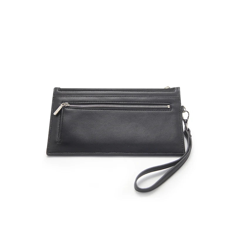 Double Zipper Clutch Wristlets Ladies Purse Women PU Leather Long Card Wallets for Women Fashionable