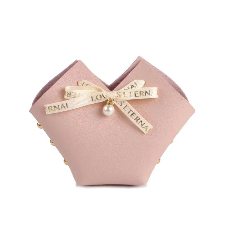 Wholesale Leather Wedding Favor Portable Candy Bag Box Creative Candy Chocolate Gift Packing Boxes With Handles