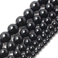 4-12MM Smooth round Black Agate Onyx Loose Beads Natural Stone DIY Jewelry for Necklace Bracelet Glass Material