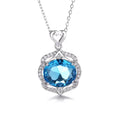 Yaeno Shiny Stone Jewelry Real Silver 925 Blue Stone Pendant Necklace for Women Gift