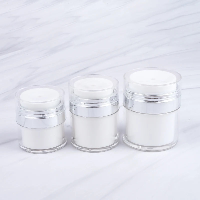 Sengmi White Airless Pump Cream Jar Lotion Bottle 15g 20g 30g 50g Acrylic Cosmetic Jars with Custom Printing