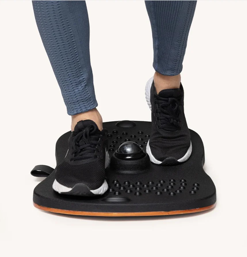 Anti-Fatigue Wooden Balance Wobble Board Mat with Massage Points Ergonomic Design for Standing Office Use