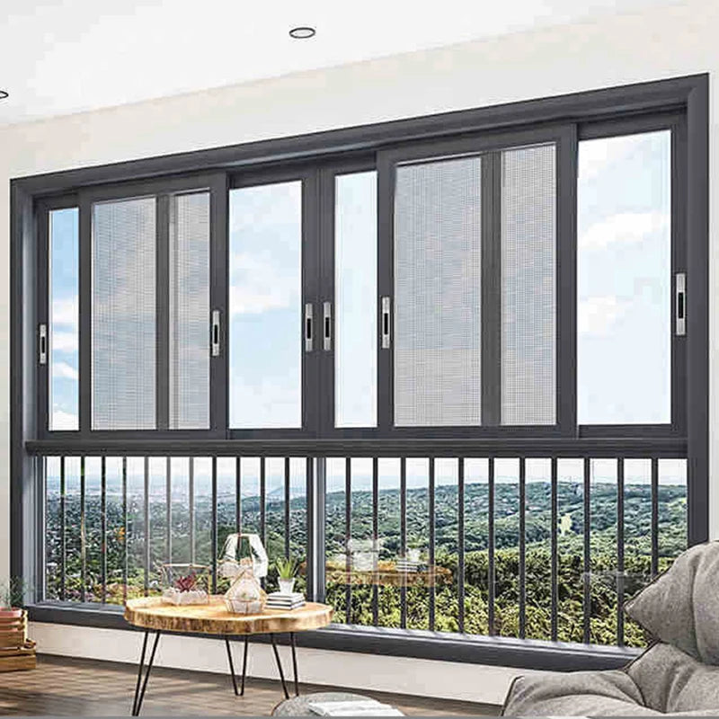 Slide Smoothly Design Simple Style Hurricane Impact Window Soundproof Double Pane Glass Aluminium Sliding Window
