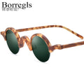 Borregls Matte Acetate Polarized Sunglasses Men Brand Designer Retro Vintage Small Round Sun Glasses Women Mirrored Shades 19281