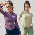 Equestrian Long Sleeve Seamless Fitness Wear Yoga Top Wear Women's Running Athletic Gym Workout Shirt With Thumb Holes