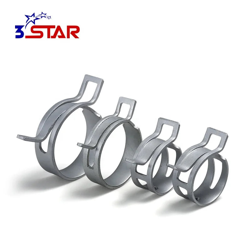 Silver Polished Stainless Steel 4inch Spring Hose Clamps Hardware Fittings Metric Customizable Sizes