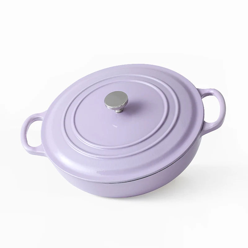 Mcooker 16inch Cast Iron Enamel Eco-Friendly Soup Casserole Dish with Loop Handle and Pot Cover Modern Design Metal