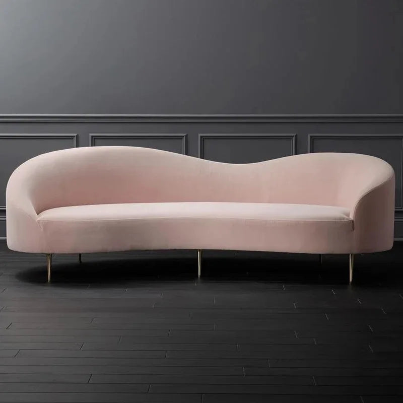 Pink Space 3 Seat Comfort Curved Sofa Set Furniture Modern White Italian Luxury Sectional Couch Fabric Leather Living Room Sofas