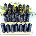 Wholesale Carved Engraved Natural Crystal Gemstone Point Black Obsidian Tower Runes Eco-friendly Love Style Art Collectible for