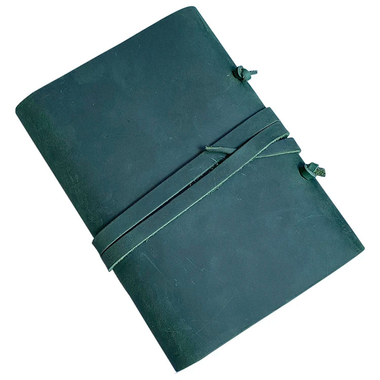 Antique Genuine Leather Creative Journal Handmade Unlined Natural Cream Paper Craft Pocket Crazy Horse Diary for Team Building