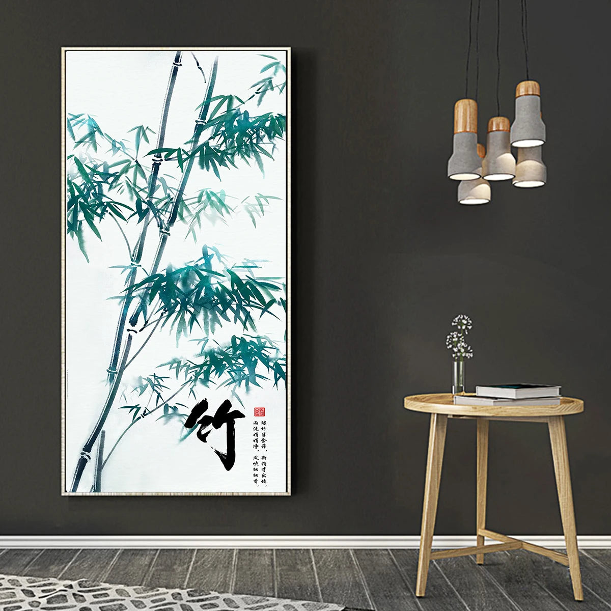 Abstract Acrylic Bamboo Painting Blue Gold Wall Art Canvas White Wall Decor Pictures for Living Room Home Decor  Abstract
