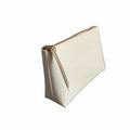 New Series Custom Logo Cosmetic Bag Beige PU Leather Cosmetic Pouch Zipper Soft Toiletry Travel Organizer Bag for Promotion
