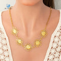 SUMMLY Trendy Wholesale Spiral Sun Pendant Waterproof 18K Gold Plated Stainless Steel Bracelet Necklace Fashion Jewelry Set