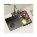2023 America European Simple Design Durable Wear-resistant Under Counter Nano Black White  Big Single Bowl  Kitchen Sink  Lavabo