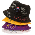 Peach Heart Double-sided Fisherman's Cap Women's Graffiti Print Bucket Hat