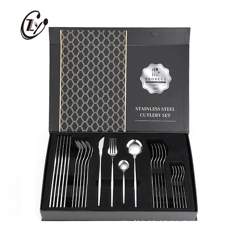 High End Wedding Eco Friendly Flatware Set Pointed Tail Stainless Steel Cutlery Set With Box