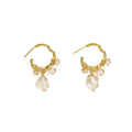 Fashion Gold Plated Earrings Jewelry Elegant Luxury Freshwater Pearl Hoop Earrings for Women Lady Gift