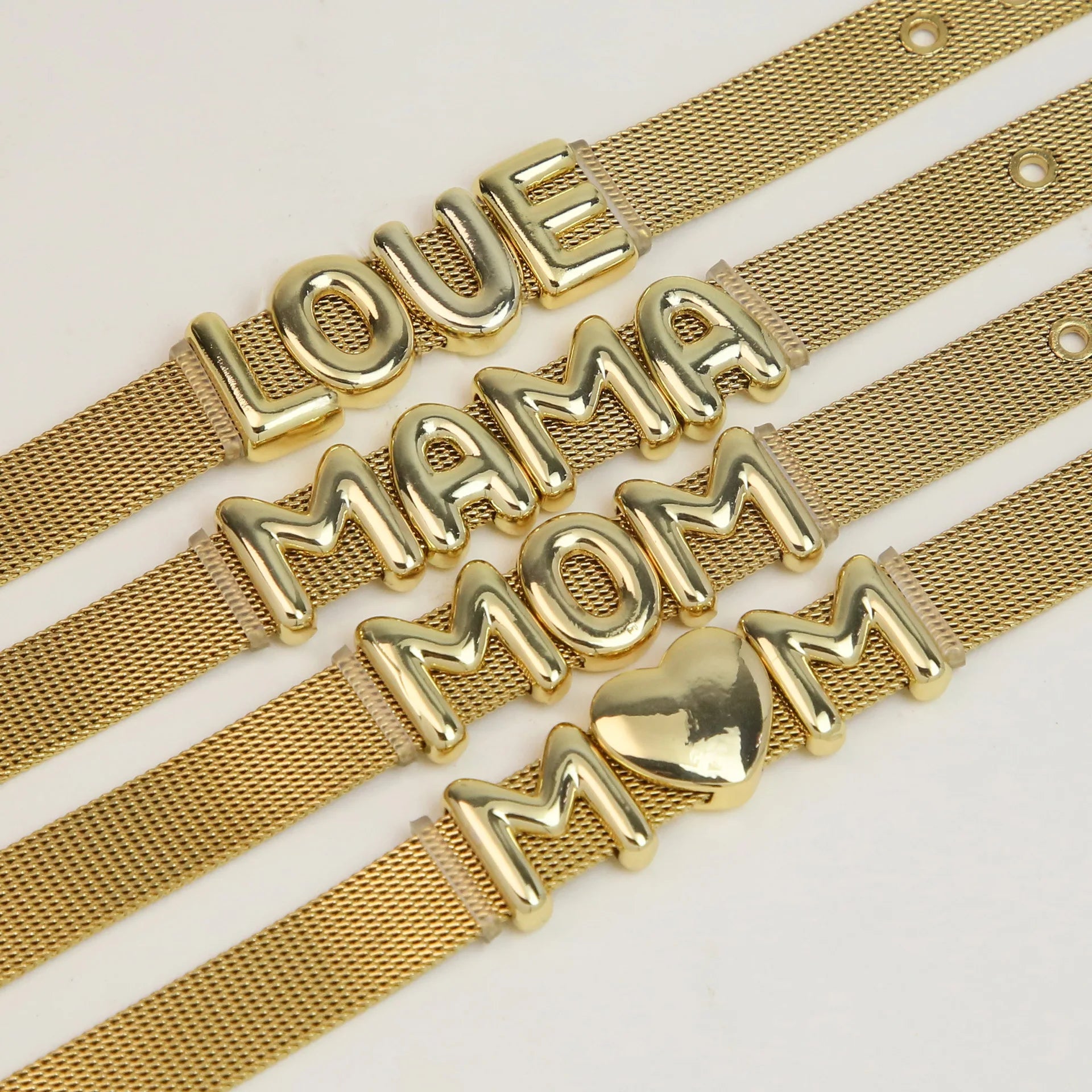 A-Z Initial Letter Charm Bangle Adjustable Watch Belt MAMA Bracelet Jewelry Gift for Mothers Day