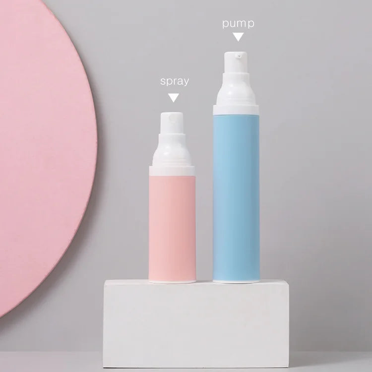 Painting pink Blue Cosmetic Packaging 30ml 50ml 15ml Daily Facial Care Lotion Airless Plastic Pump Spray Bottle