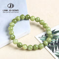JD Natural Stone Bracelet Green Southern Jade Round Loose Beads Jewelry Women Gemstone Gift Handmade Strand Bracelets