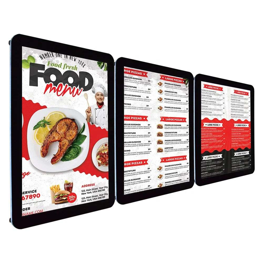 Factory A2 A3 A4  Crystal Magnetic Acrylic Restaurant Advertising Picture Frame Poster Led Cafe Fast Food Digital Menu Display