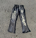 Custom High Quality 100% Cotton French Terry Drawstring Vintage Distressed Screen Print Stone Acid Washed Flared Sweatpants Men