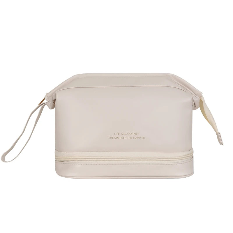 2022 New Single Double Layer PU Zipper Cosmetics for Travel Bag Summer Waterproof Portable Women Makeup Organizer Large