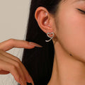 Elegant Vintage Silver Irregular Heart Stud Earrings for Women Unisex Art Statement with Bow for Gift