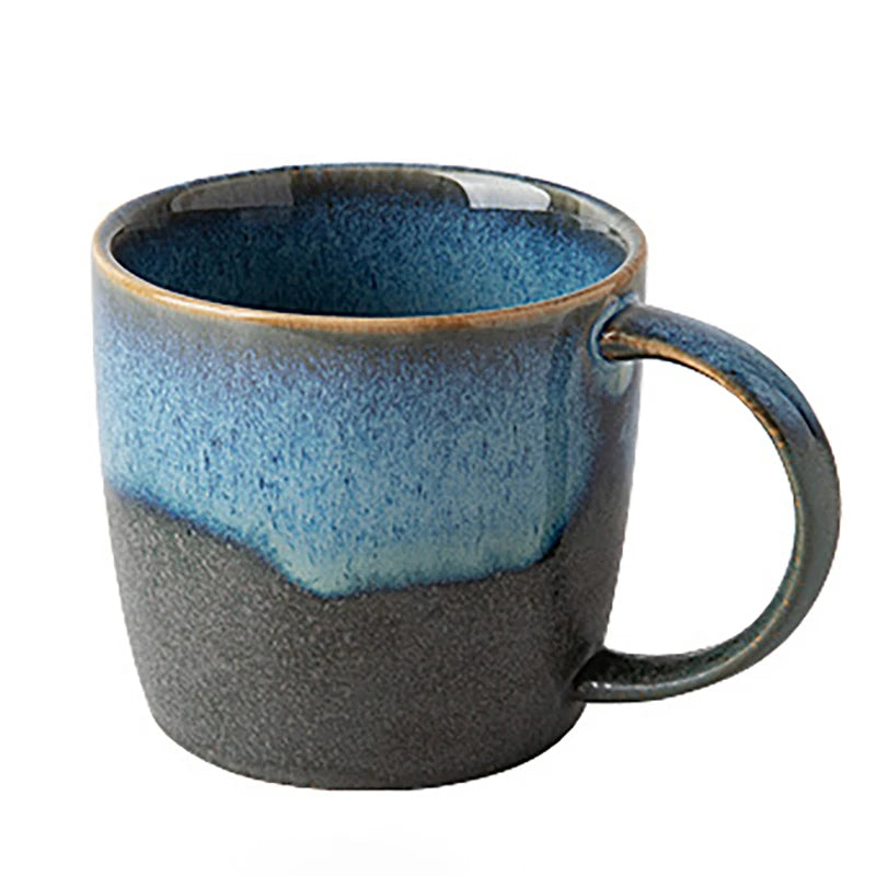 14OZ Creative Ceramic Coffee Mug Reactive Glaze Retro Milk Tea Mug Kiln Glazing