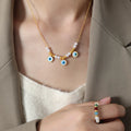 Temperament Wild Devil's Eye Round Beads a String of Beads Pendant Necklace Titanium Steel 18K Gold Clavicle Chain for Women