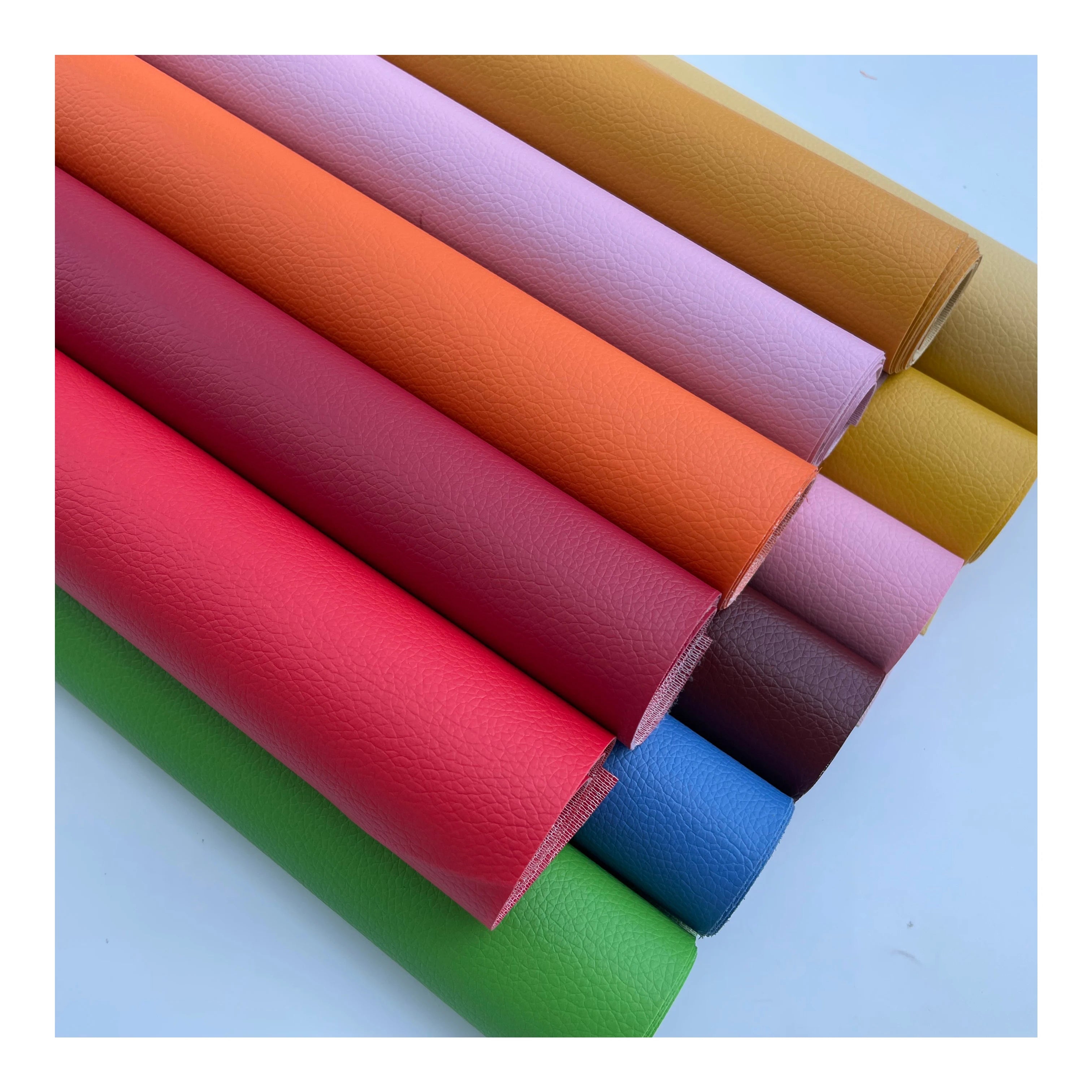 Eco-Friendly Waterproof Self-Adhesive PVC Leather Lychee Printed Faux Leather Rolls for Sofa Chairs
