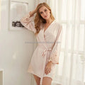 Solid 8209 Bride Wedding Robe Set Women Sleepwear Triangle Lace  Bridesmaid Satin Robe