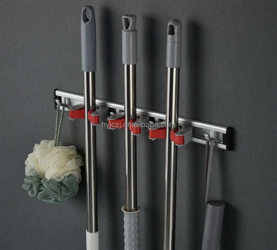 Hooks Utility Racks Self Adhesive Broom Holder Mop Hanger Broom Organizer Wall Mount Mop and Broom Holder