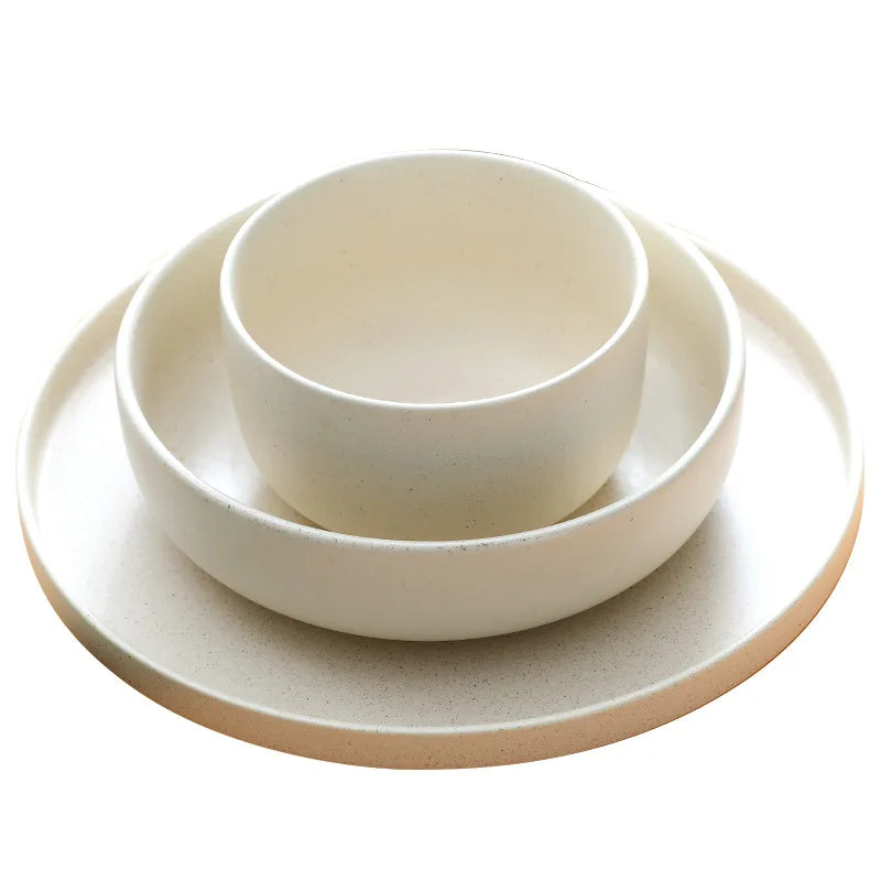Simple Ceramic Tableware Set Salad Bowl Steak Western Food Plate Soup Bowl Rice Bowl Cooking Plate