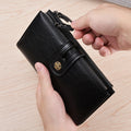 2023 New Model Men's Long PU Wallet with Polyester Lining Waterproof Zipper Closure MegaBDM