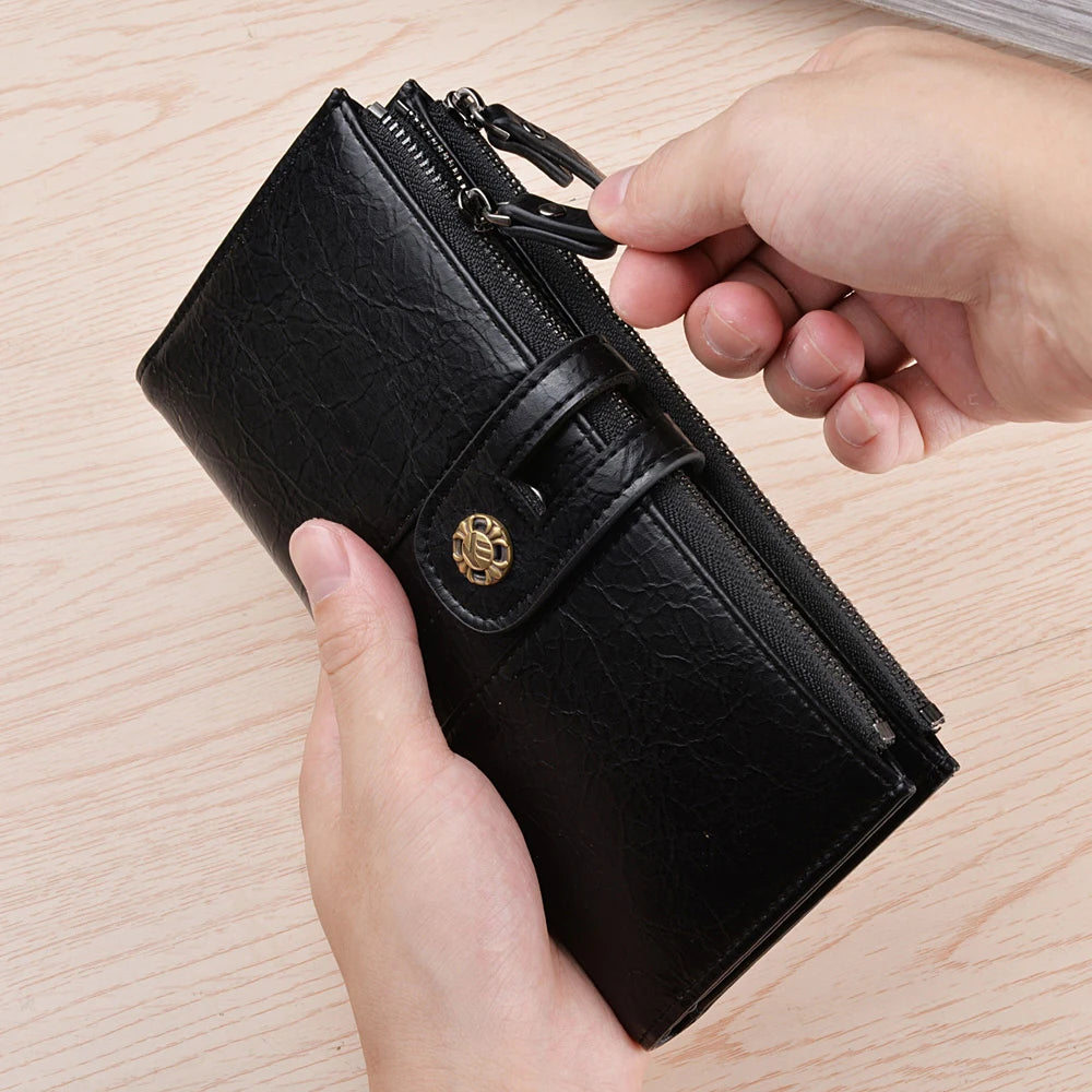 2023 New Model Men's Long PU Wallet with Polyester Lining Waterproof Zipper Closure MegaBDM