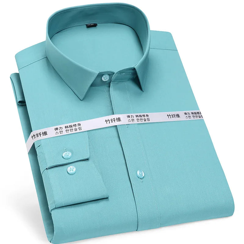 Bamboo Fiber Shirt Dress Factory Direct Sales Custom logo Men Long-sleeved  None Iron Shirt