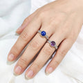 Custom Simple Design Women Bohemian Geometric Amethyst Jewelry Silver Plated Adjustable Ring Semiprecious Gemstone Blue Kyanite